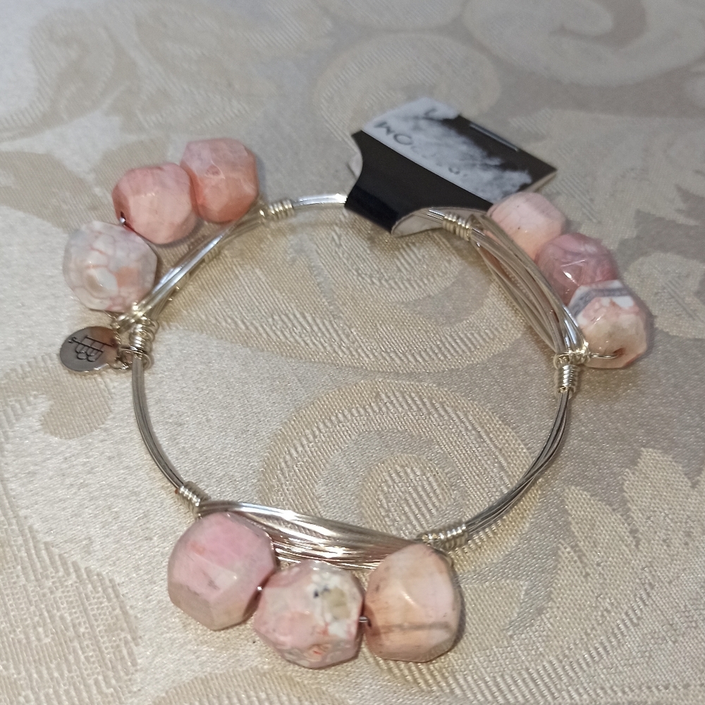 BOURBON & BOWTIES Garnet Nature Stones Handmade Bangle Bracelet New - Picture 4 of 6